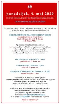 Obvestilo o delovanju Valvasorjeve knjižnice